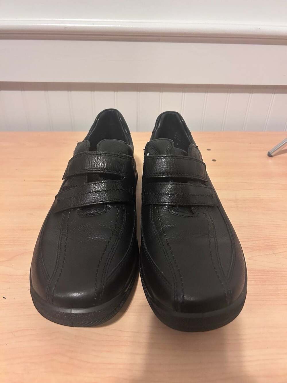 Hotter Comfort Concept Black Leather Hook and Loop Casual Shoes